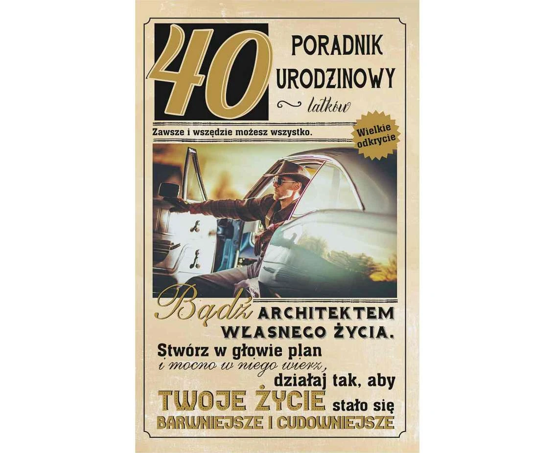 40th Birthday Card, Man in a Car, 13x20,5 cm